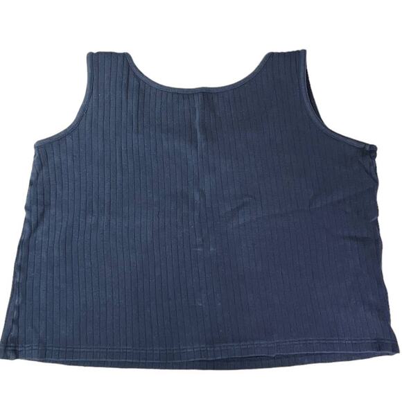 Ladies Blue Rib Summer Cropped Tank Top No Tags - See Measurements - Picture 4 of 8